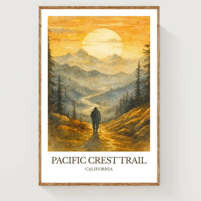 Pacific Crest Trail, Watercolor design poster, California Print, Pacific Crest Trail Wall Art