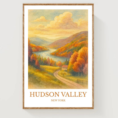 Hudson Valley, Watercolor design poster, New York Print, Hudson Valley Wall Art