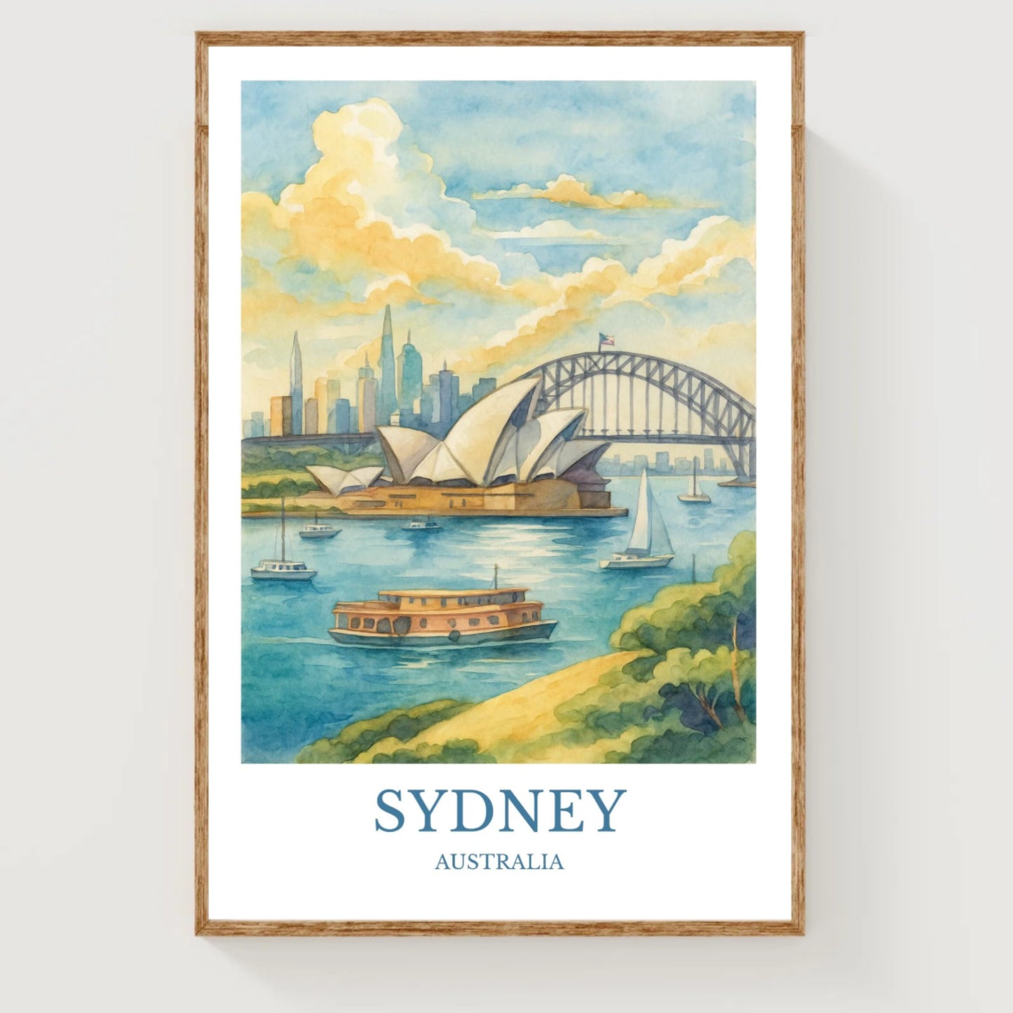 Sydney, Watercolor design poster, Australia Print, Sydney Wall Art