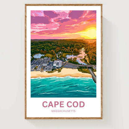 Cape Cod Travel Poster - Mesmerizing Sky and Sunset