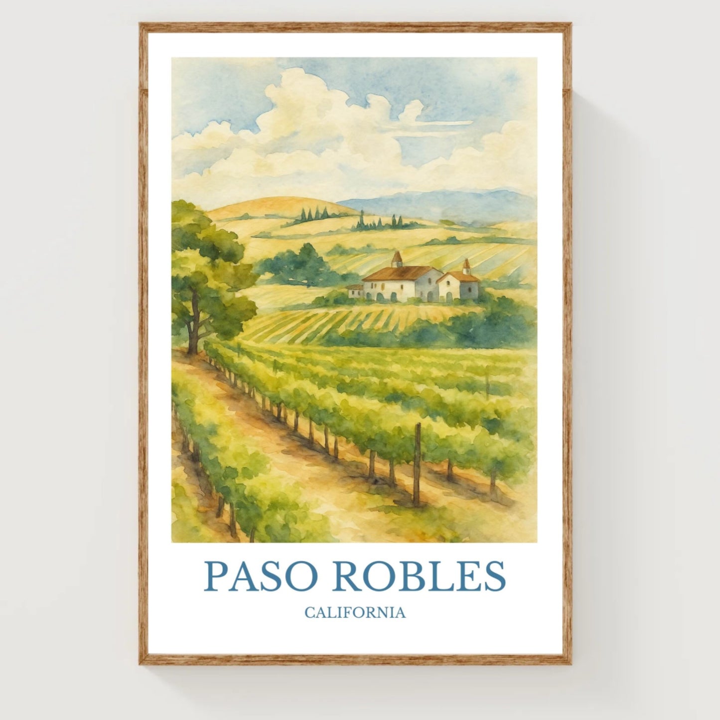Paso robles, Watercolor design poster, California Print, Paso robles Wall Art