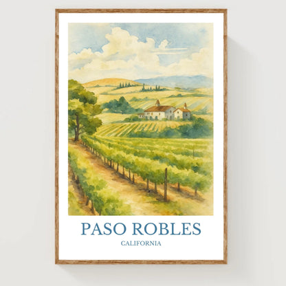 Paso robles, Watercolor design poster, California Print, Paso robles Wall Art