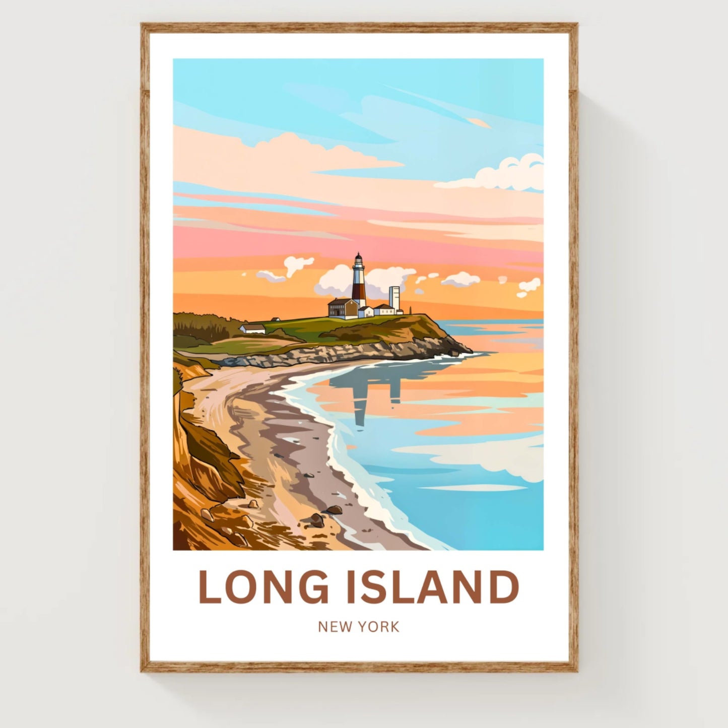 Long Island Travel Poster -  Atlantic Coast Lighthouse