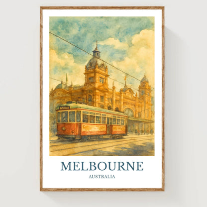 Melbourne, Watercolor design poster, Australia Print, Melbourne Wall Art
