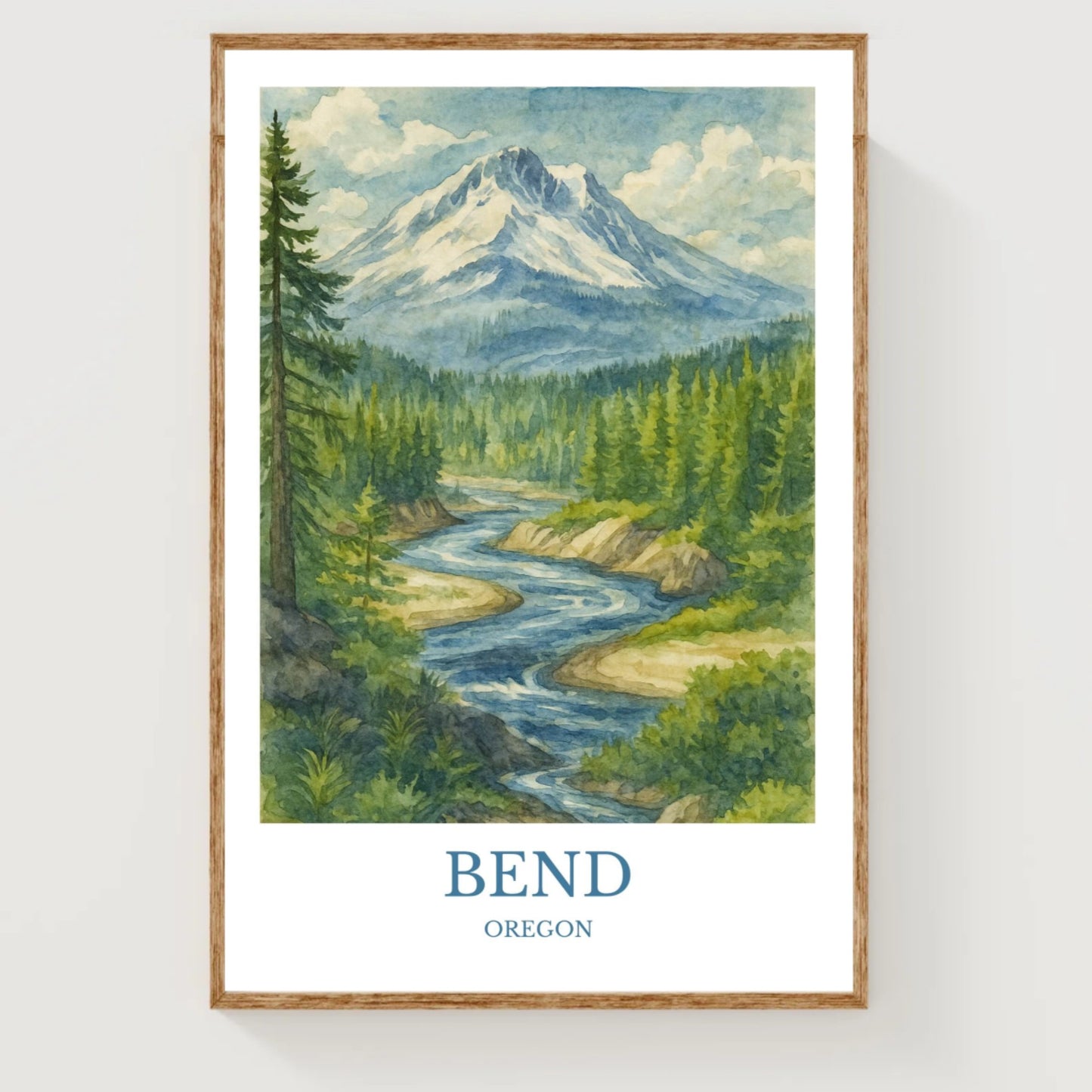 Bend, Watercolor design poster, Oregon Print, Bend Wall Art