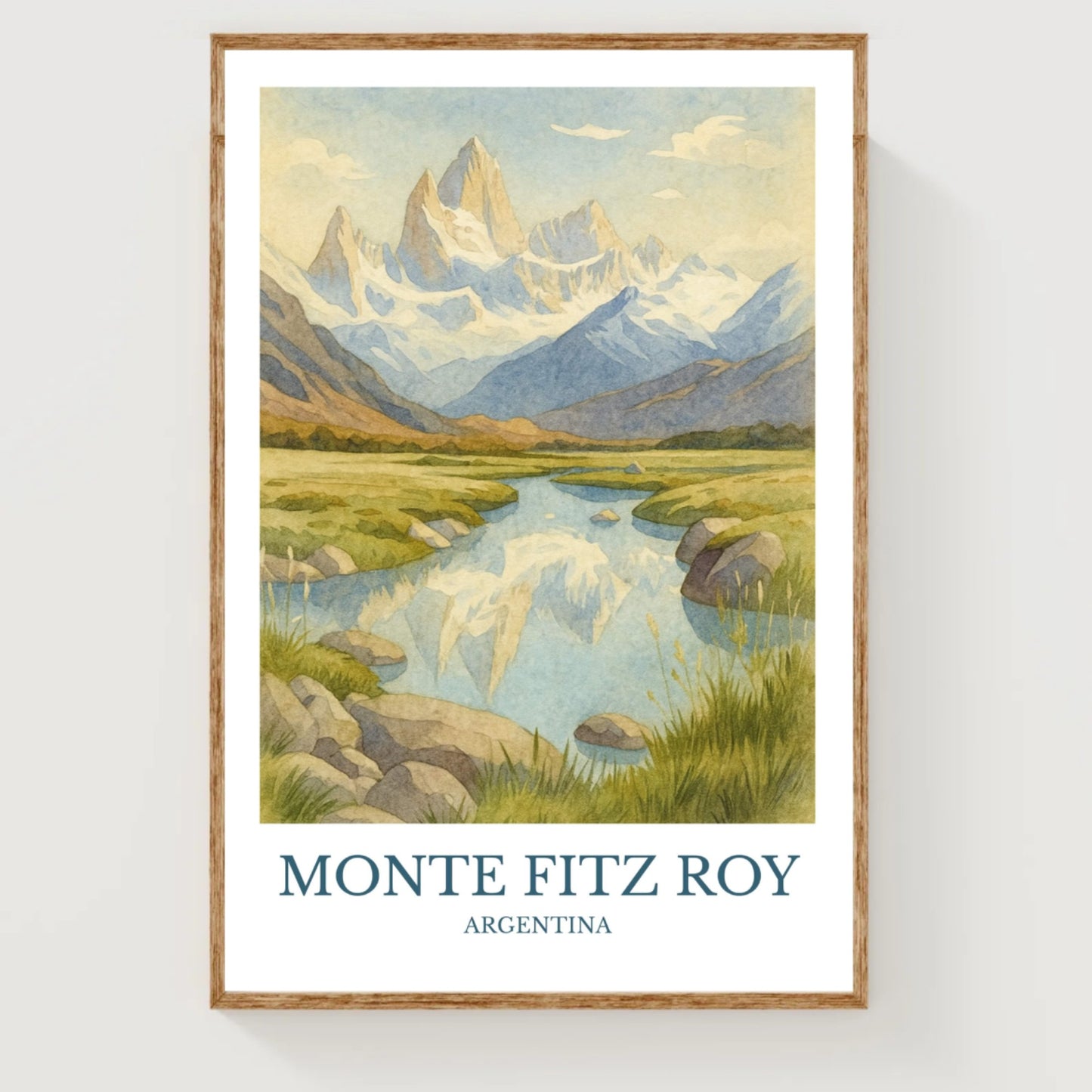 Monte Fitz Roy, Watercolor design poster, Argentina Print, Monte Fitz Roy Wall Art