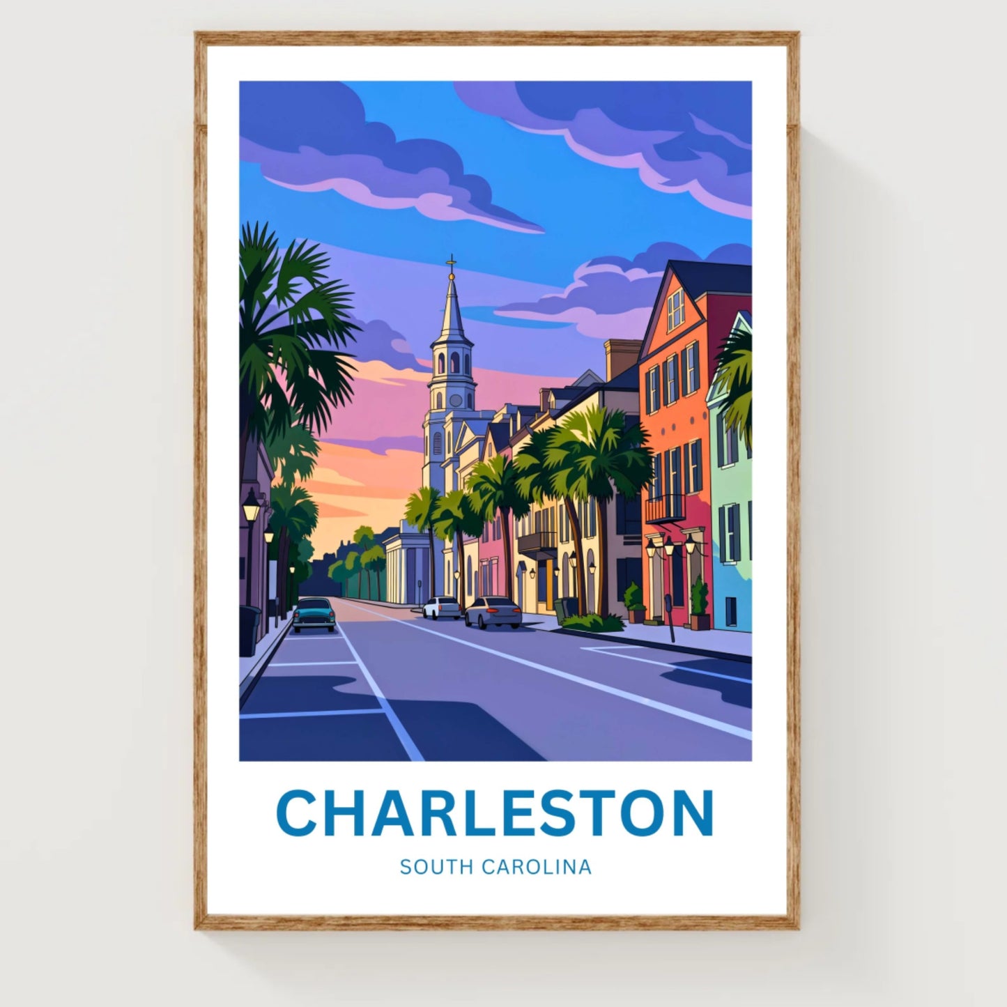 Charleston Historic District Travel Poster - Street Elegance