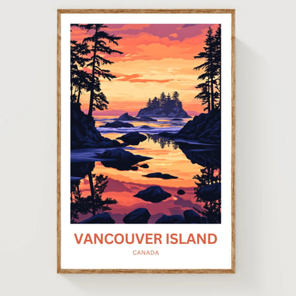 Vancouver Island Travel Poster - Captivating Sunset Island View