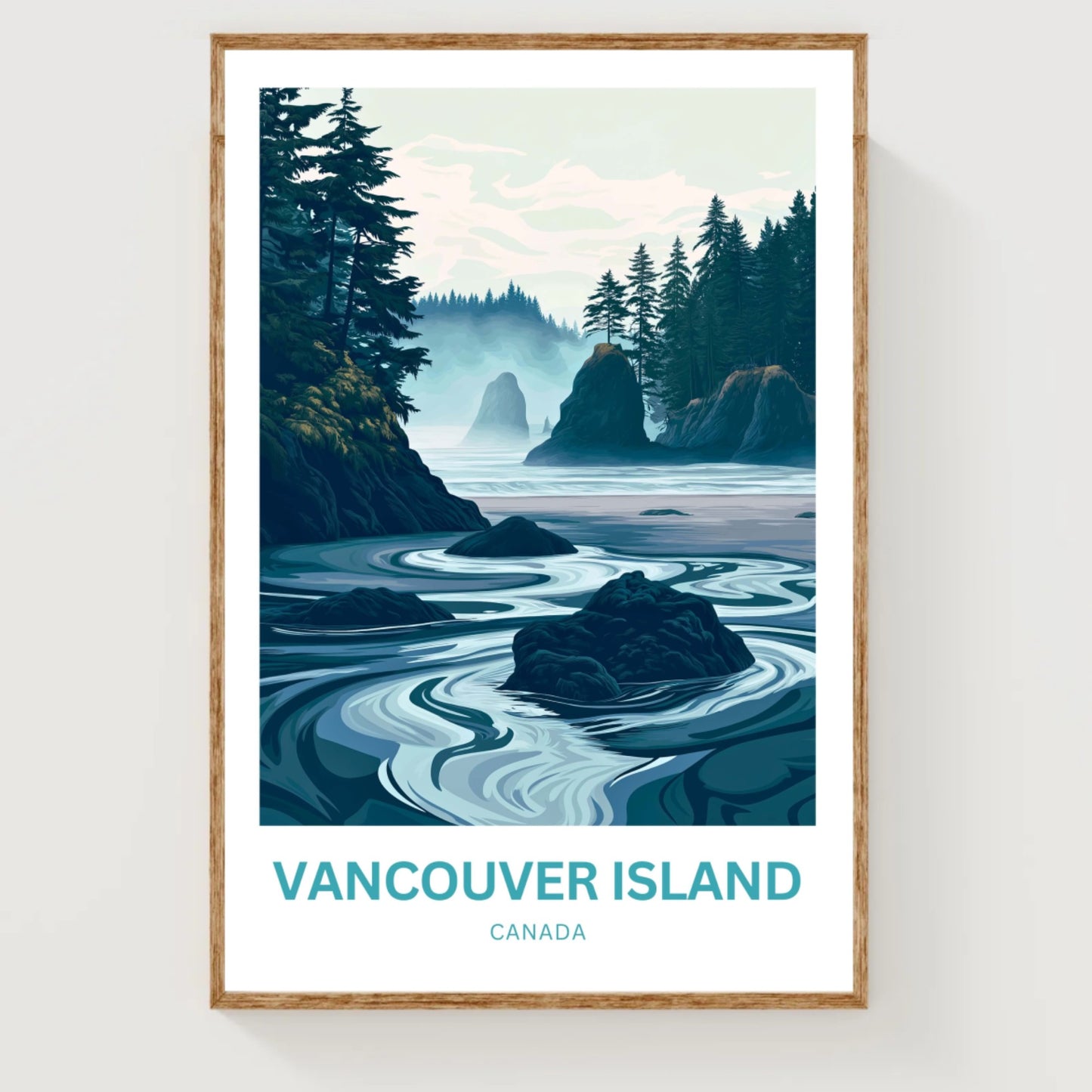 Vancouver Island Travel Poster - Land of Mist and Pines