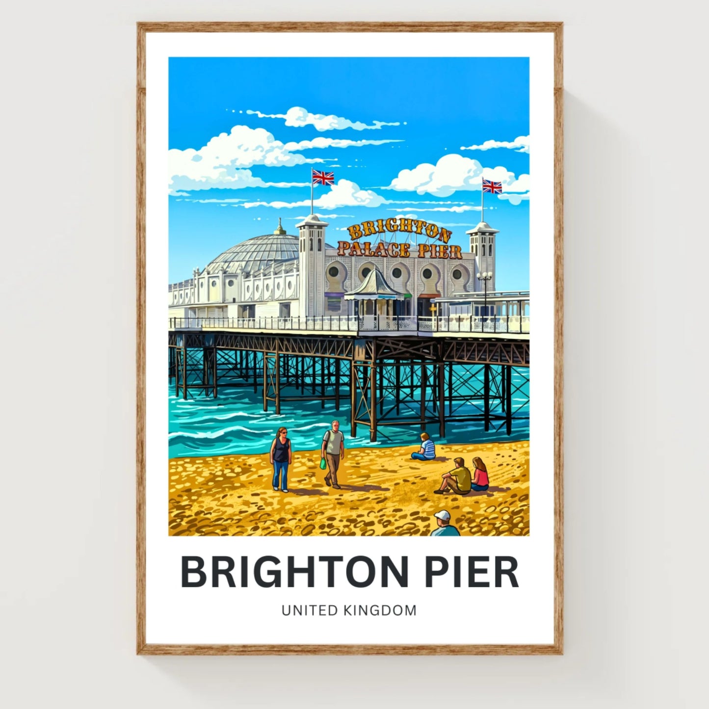 Brighton Pier Travel Poster - English Seaside Charm