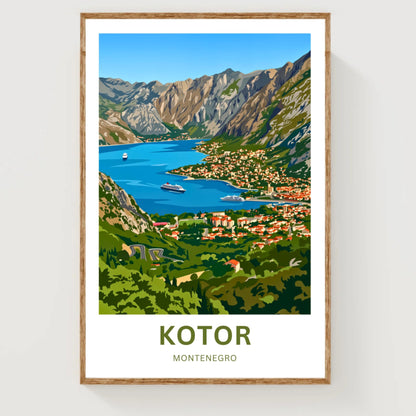 Kotor Travel Poster -   Montenegro Aerial View