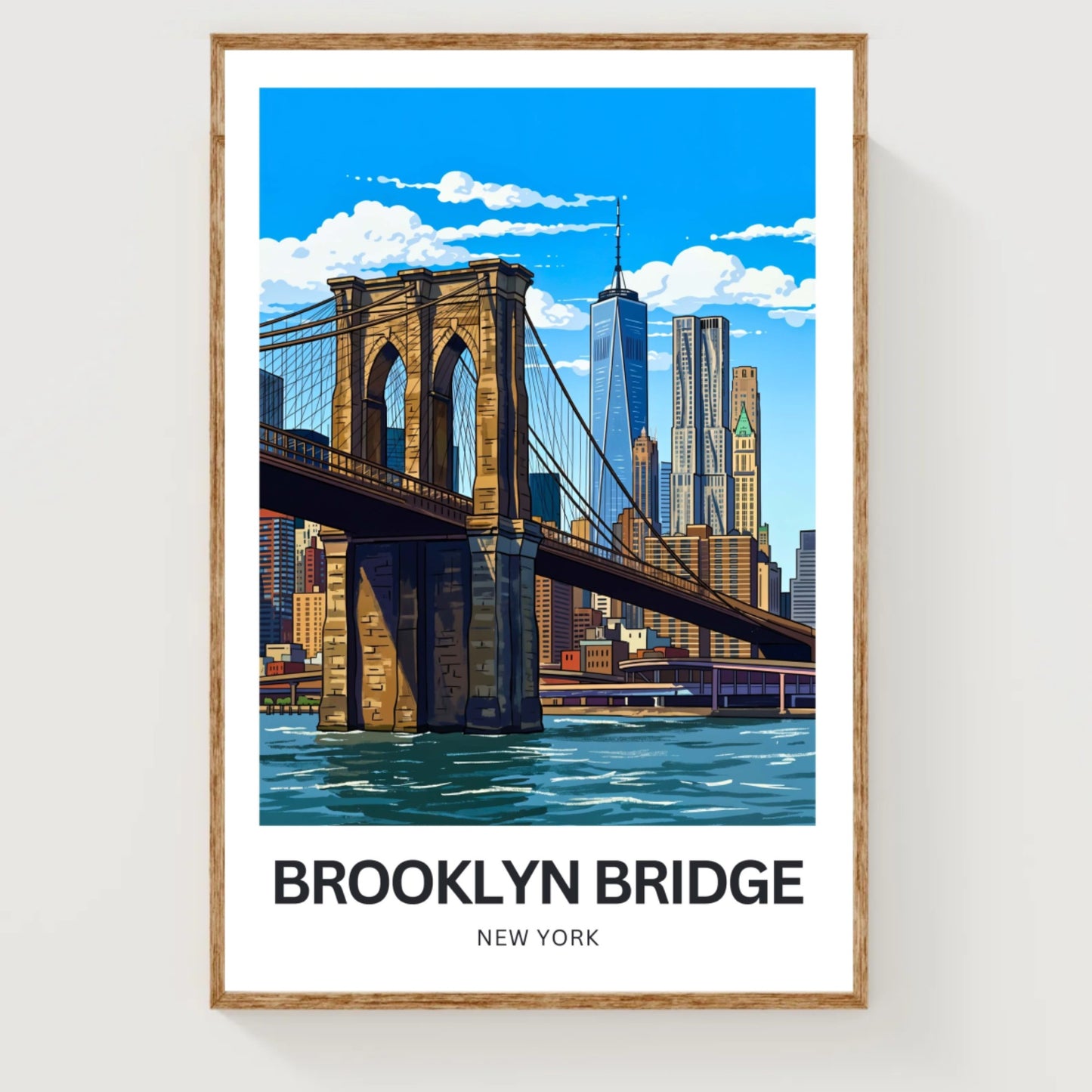 Brooklyn Bridge Travel Poster -  East River Crossing