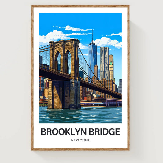Brooklyn Bridge Travel Poster -  East River Crossing