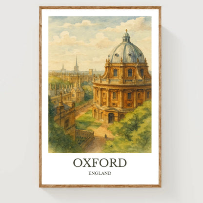 Oxford, Watercolor design poster, England Print, Oxford Wall Art