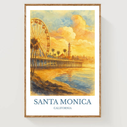 Santa Monica, Watercolor design poster, California Print, Santa Monica Wall Art