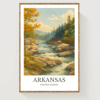 Arkansas, Watercolor design poster, United States Print, Arkansas River Wall Art
