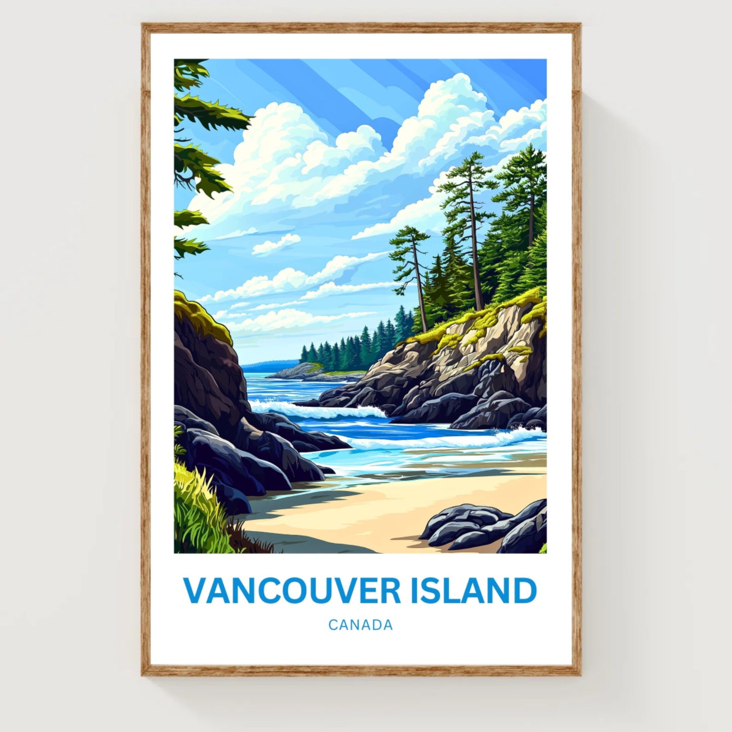 Vancouver Island Travel Poster - Wild Shores and Whispering Trees