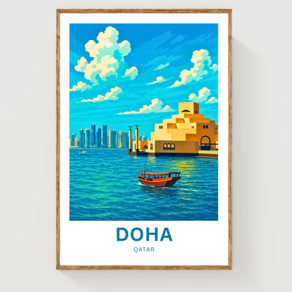 Doha Qatar Travel Poster - Iconic Islamic Museum