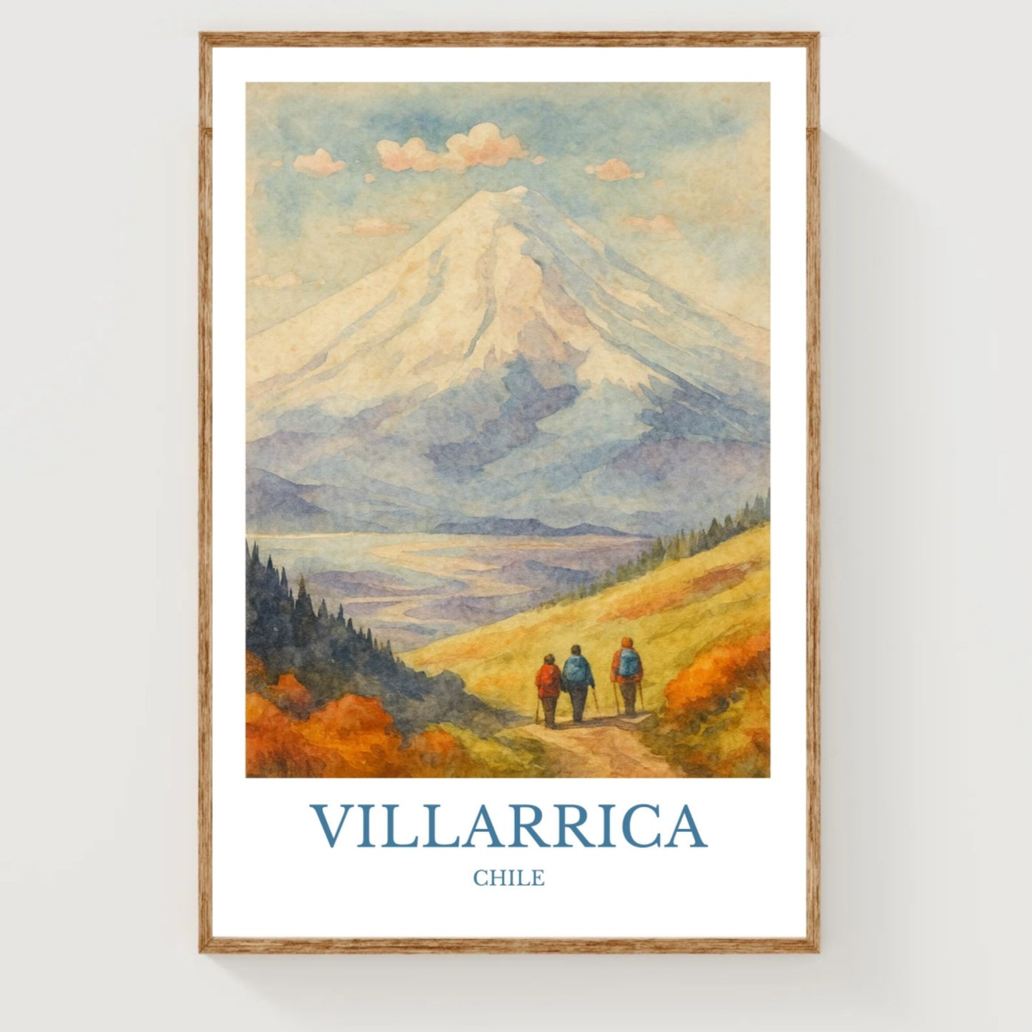 Villarrica, Watercolor design poster, Chile Print, Villarrica Wall Art