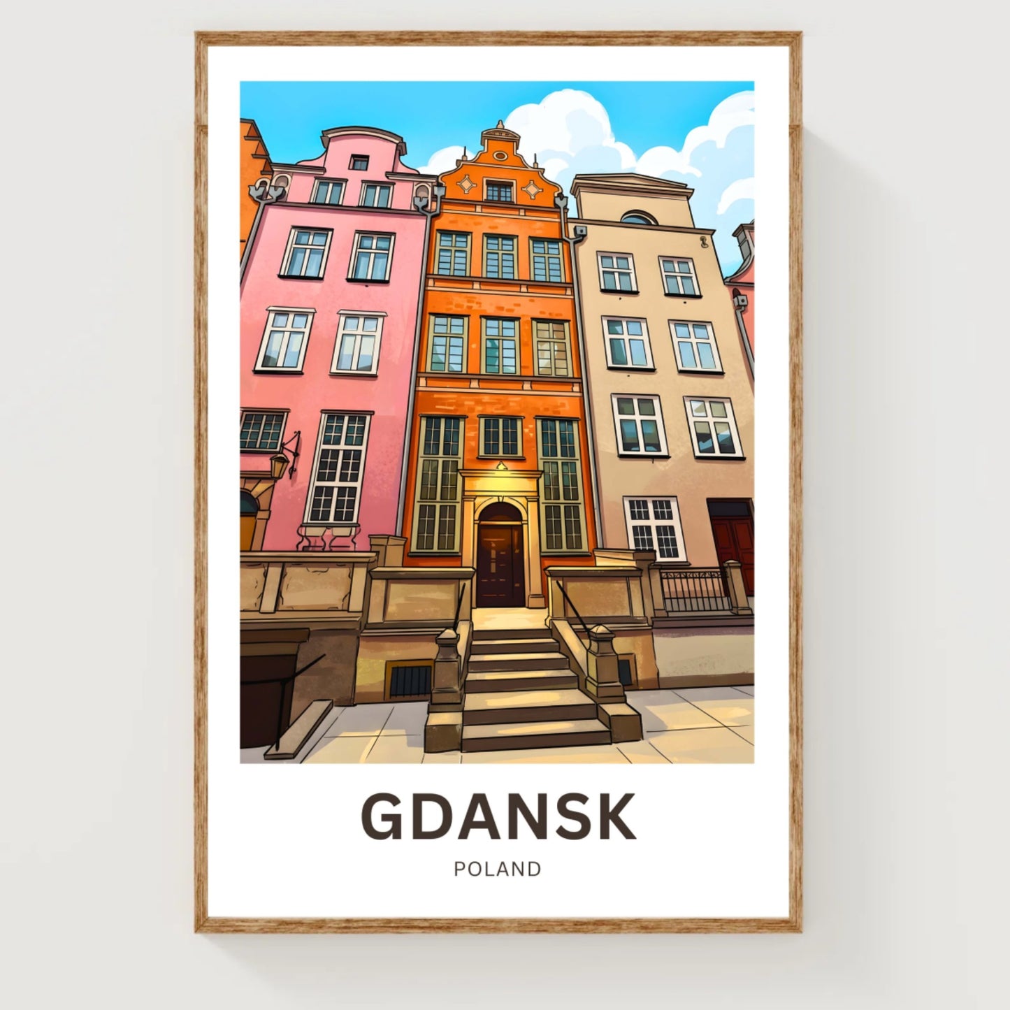 Gdańsk  Travel Poster -Northern Street Colors