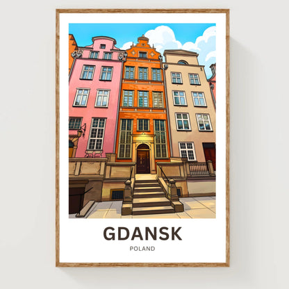 Gdańsk  Travel Poster -Northern Street Colors