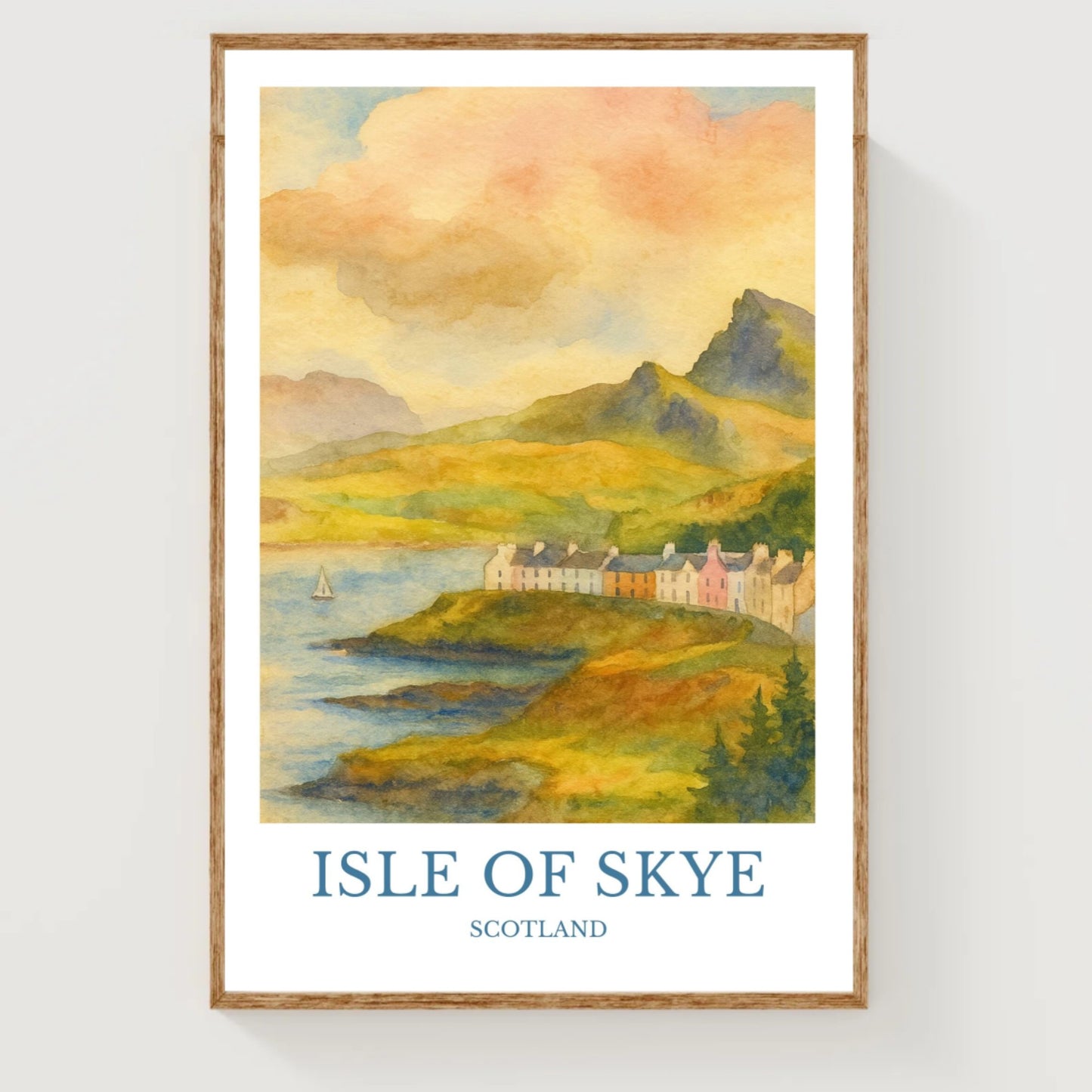 Isle of Skye, Watercolor design poster, Scotland Print, Isle of Skye Wall Art