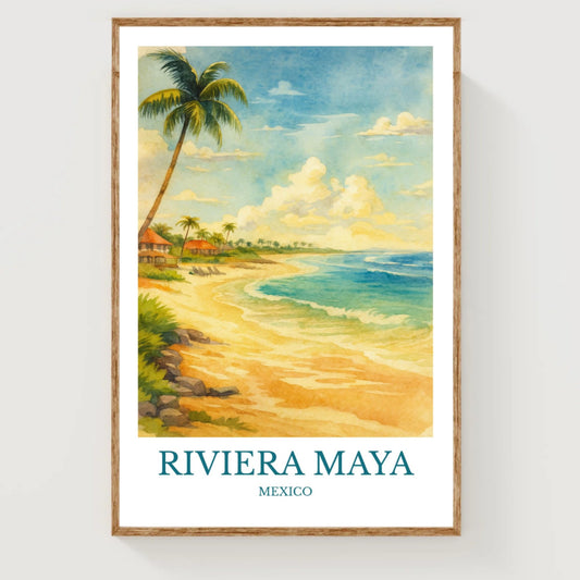Riviera Maya, Watercolor design poster, Mexico Print, Riviera Maya Wall Art