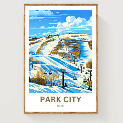 Park City Travel Poster - Mountain Fun Ski Slopes