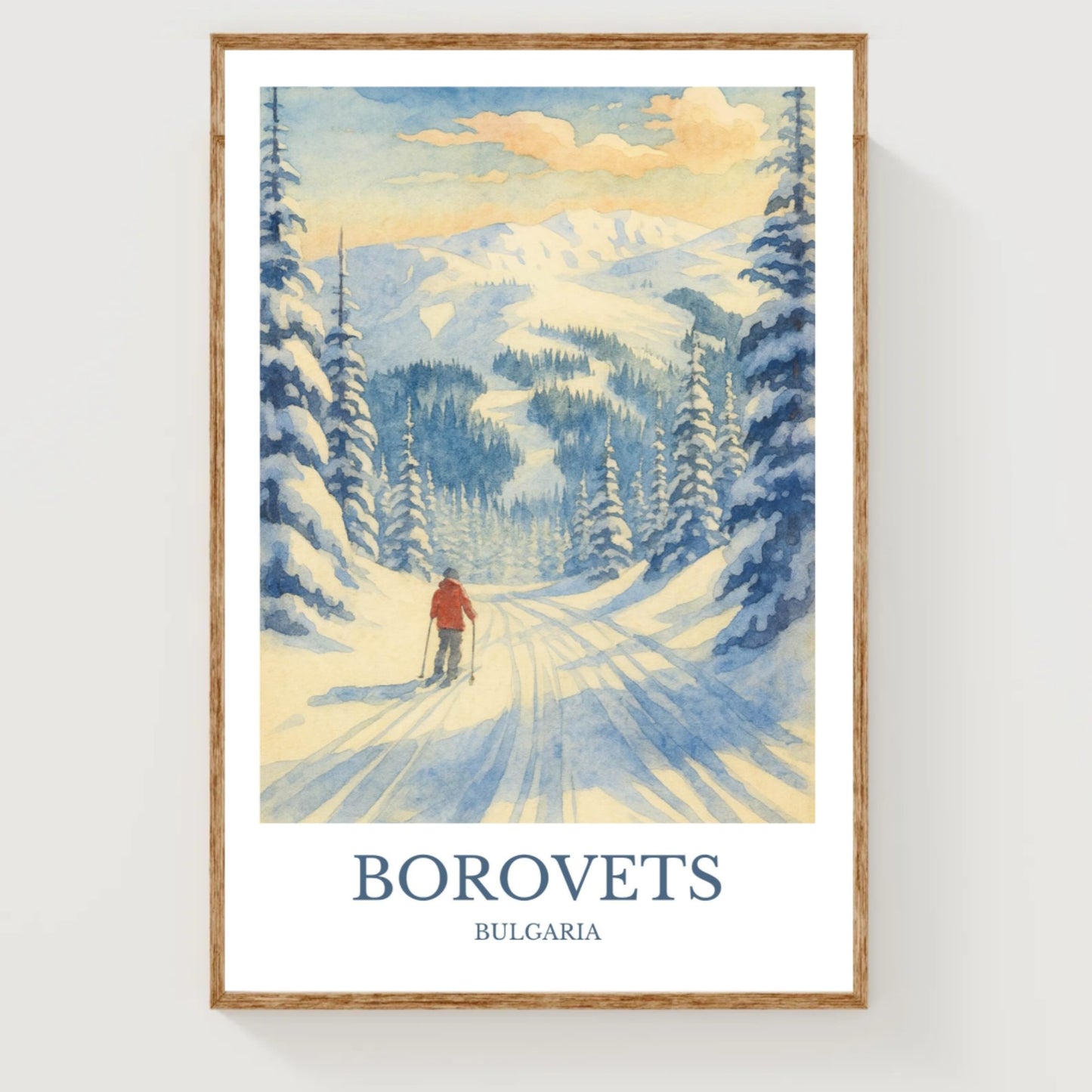 Borovets, Watercolor design poster, Bulgaria Print, Borovets Wall Art