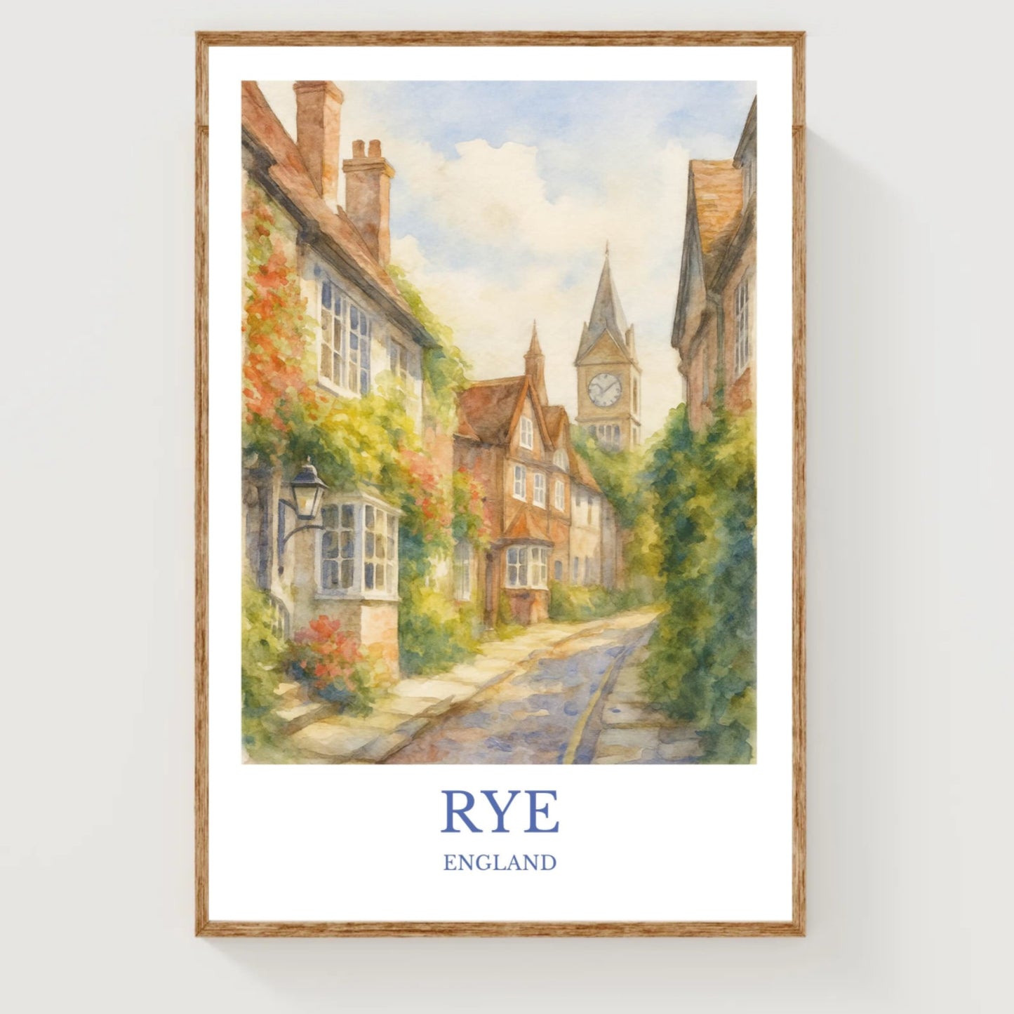 Rye, Watercolor design poster, England Print, Rye Wall Art