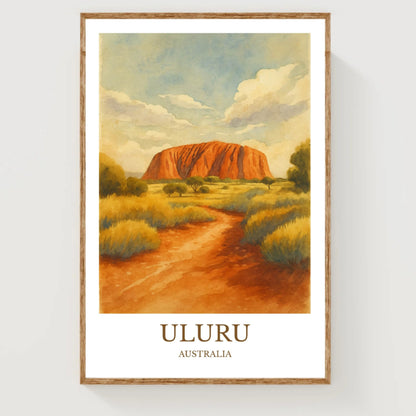 Uluru, Watercolor design poster, Australia Print, Uluru Wall Art