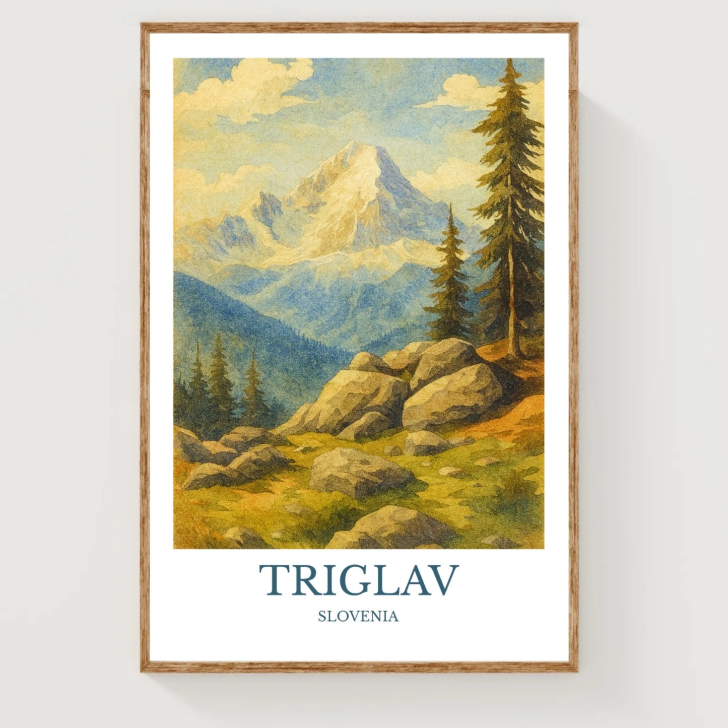 Triglav, Watercolor design poster, Slovenia Print, Triglav Wall Art