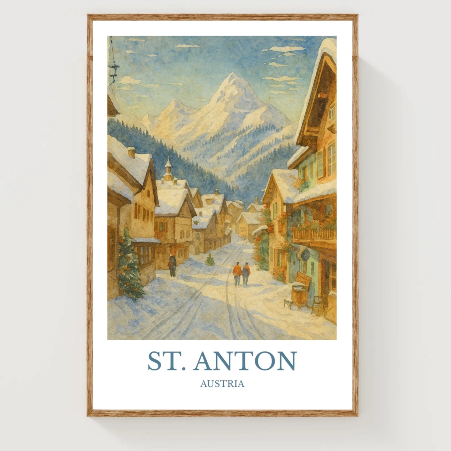 St. Anton, Watercolor design poster, Austria Print, St. Anton Wall Art