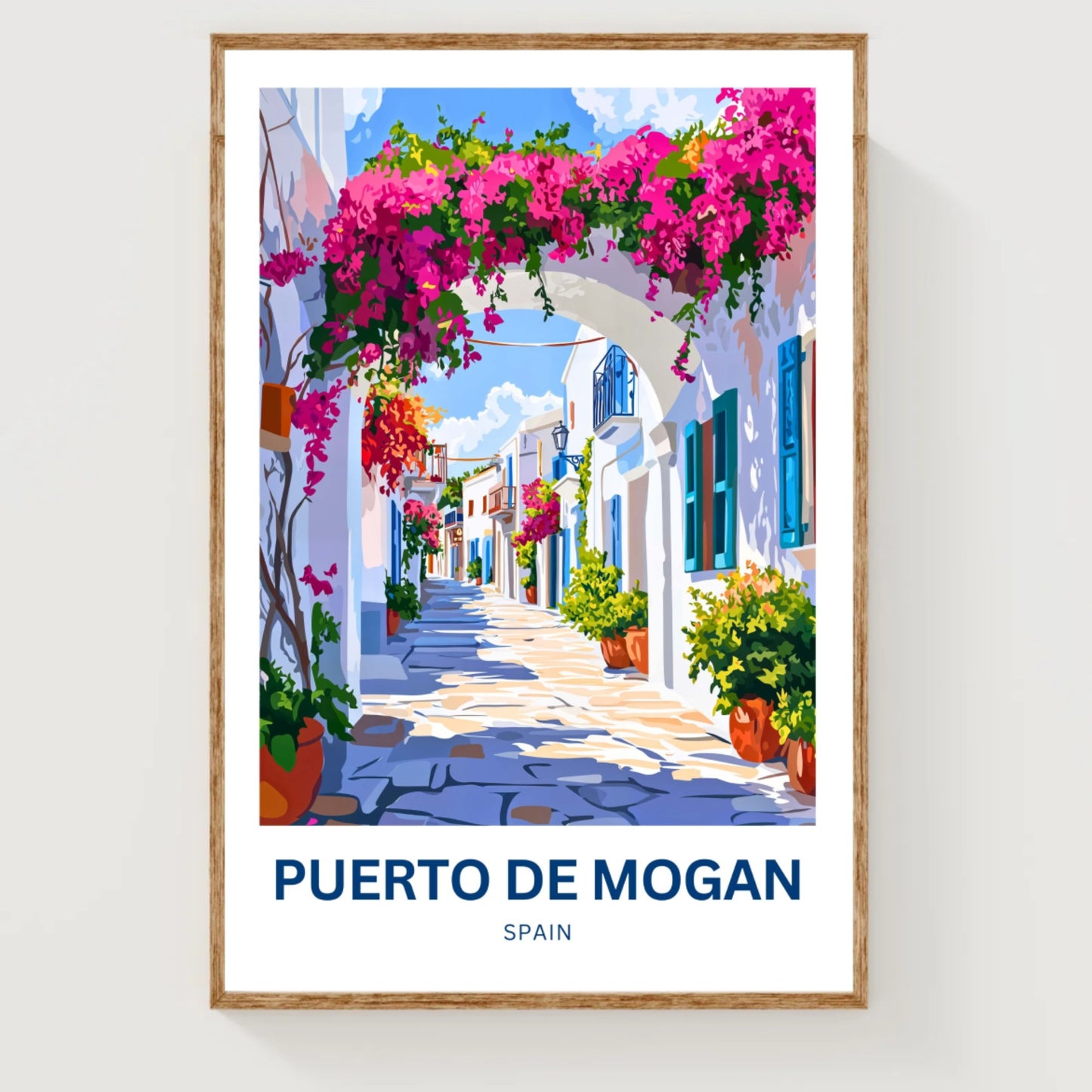 Puerto de Mogán Travel Poster - Captivating Bougainvillea Ally Street