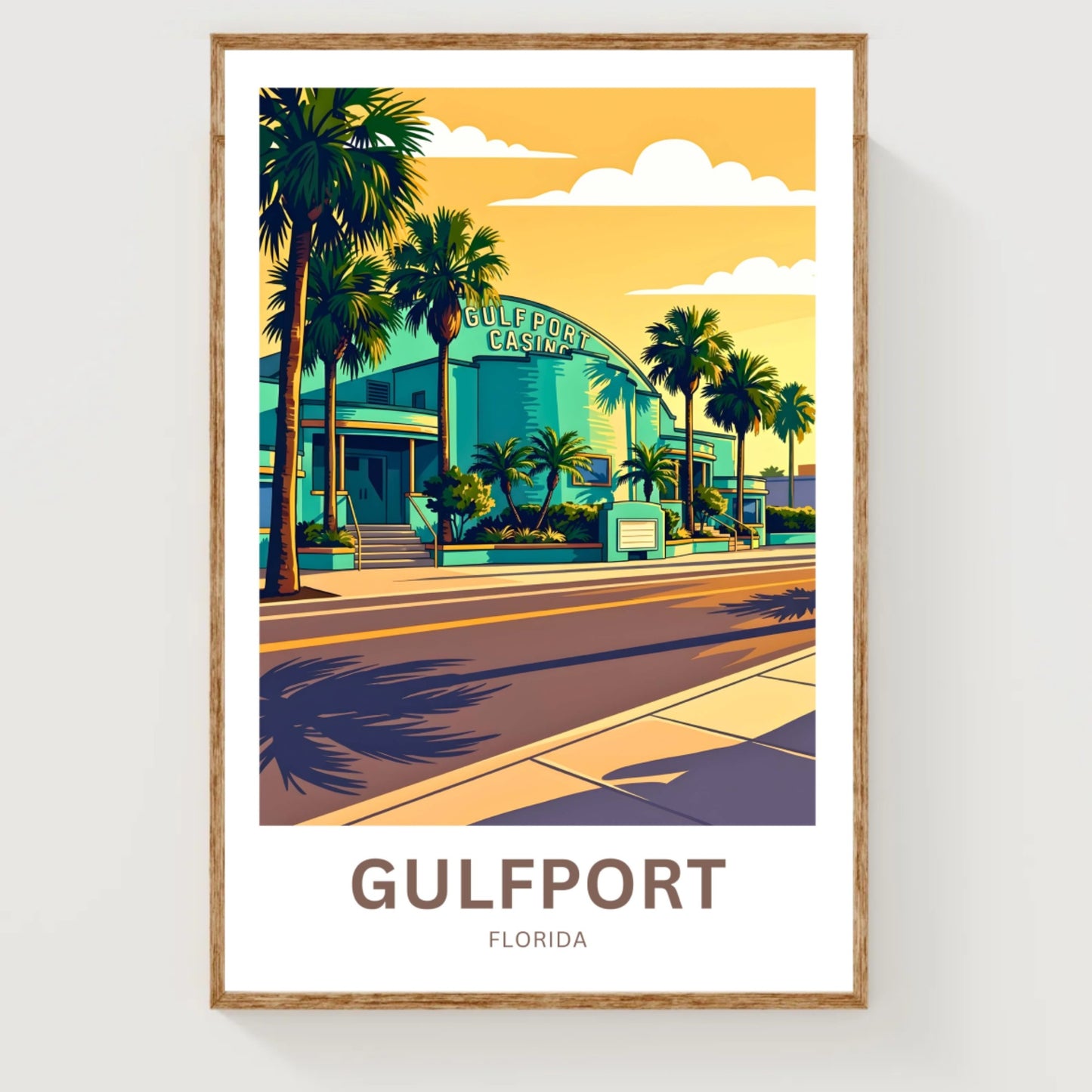 Gulfport, Florida Travel Poster - Casino Sunset
