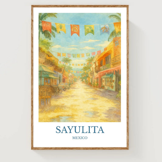 Sayulita, Watercolor design poster, Mexico Print, Sayulita Wall Art