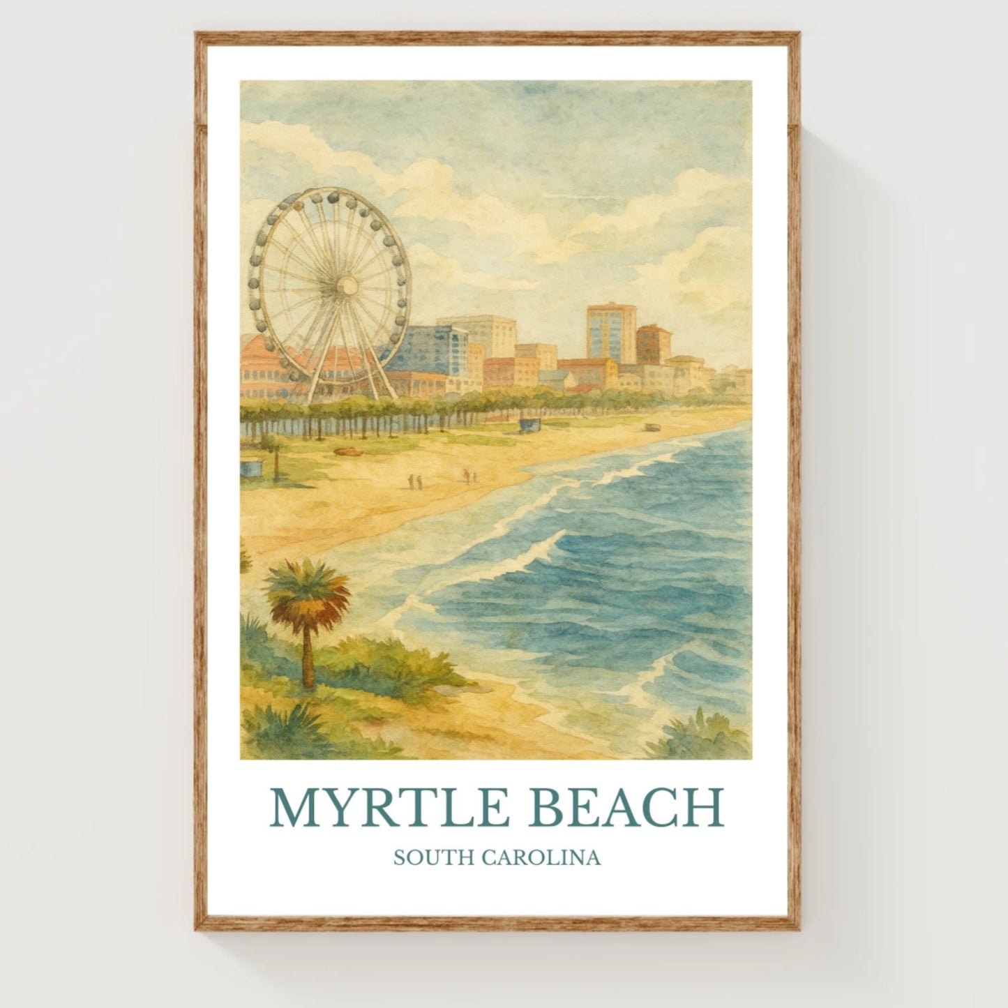 Myrtle Beach, Watercolor design poster, South Carolina Print, Myrtle Beach Wall Art