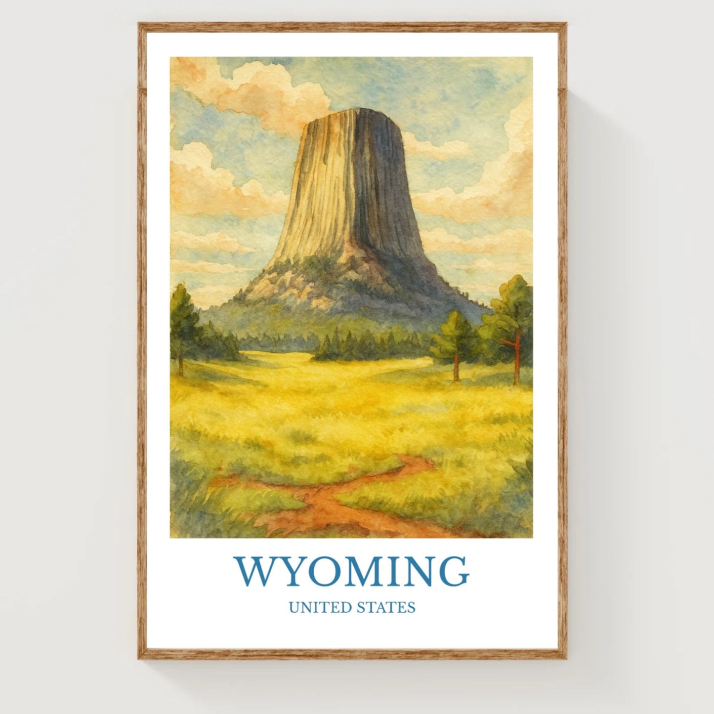 Wyoming, Watercolor design poster, United States Print, Wyoming Wall Art