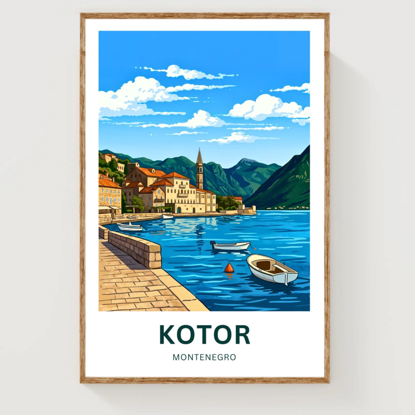 Kotor Travel Poster -   Charming Harbor