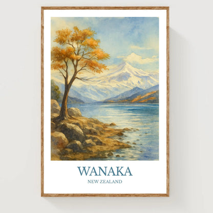 Wanaka, Watercolor design poster, New Zealand Print, Wanaka Wall Art