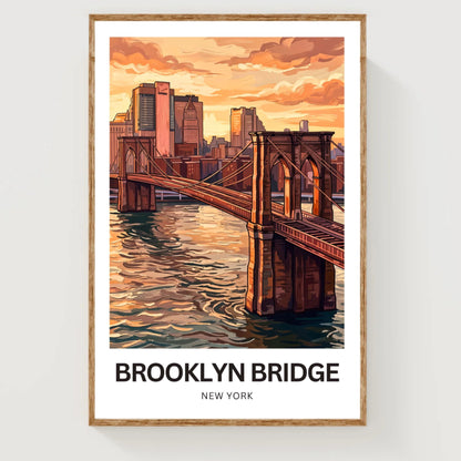 Brooklyn Bridge Travel Poster -  Classic New York View