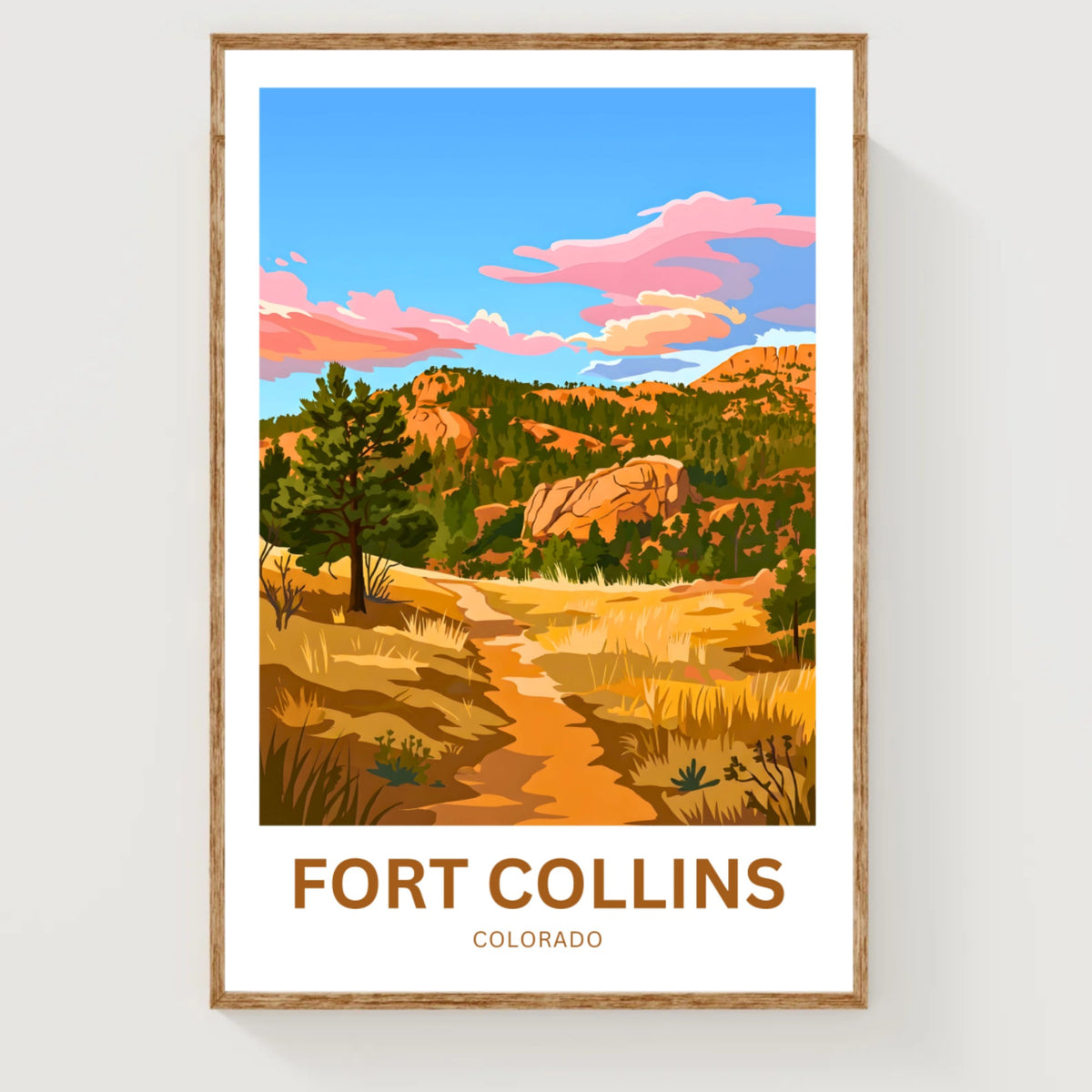 Fort Collins Travel Poster - Colorado Mountain Trail