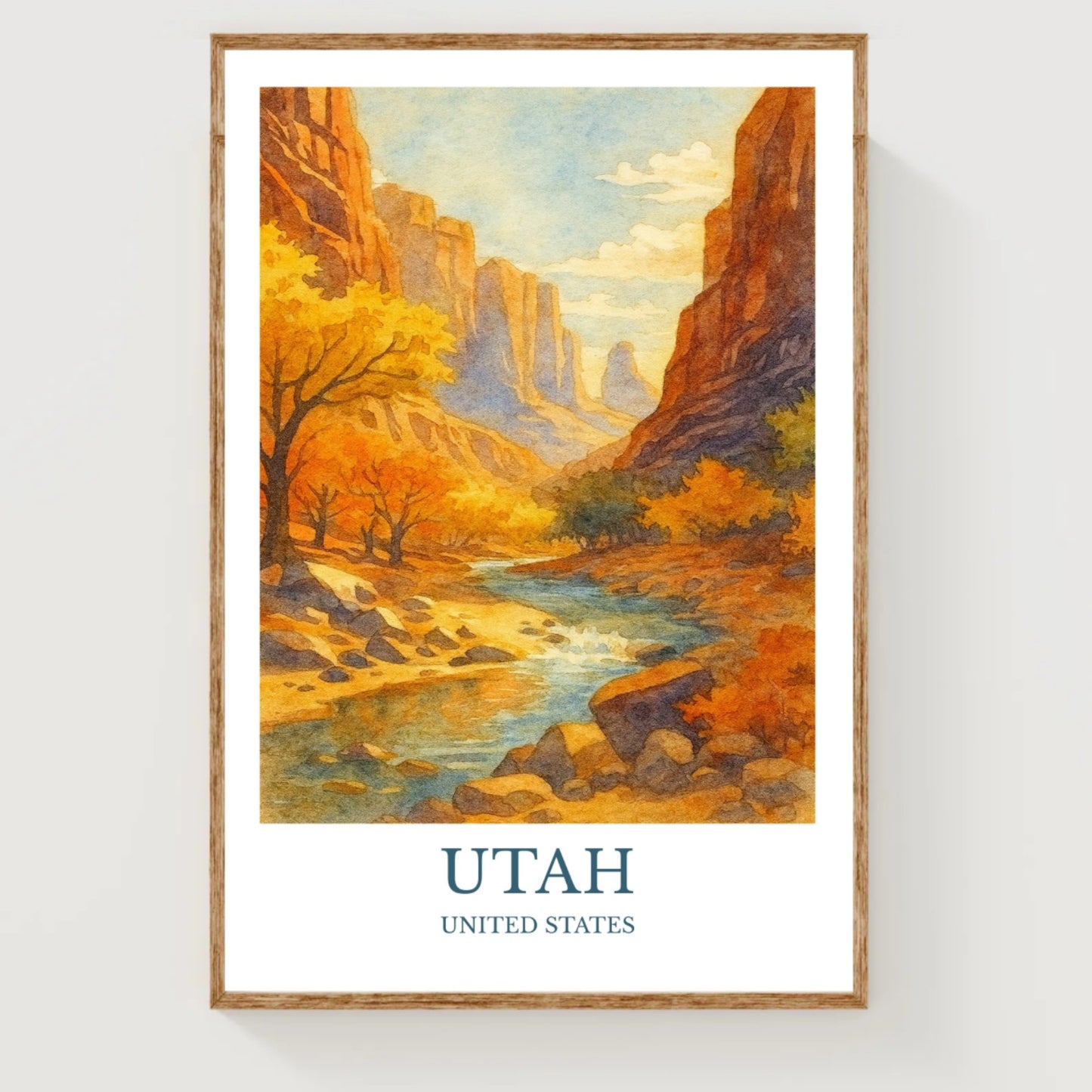 Utah, Watercolor design poster, United States Print, Utah Wall Art