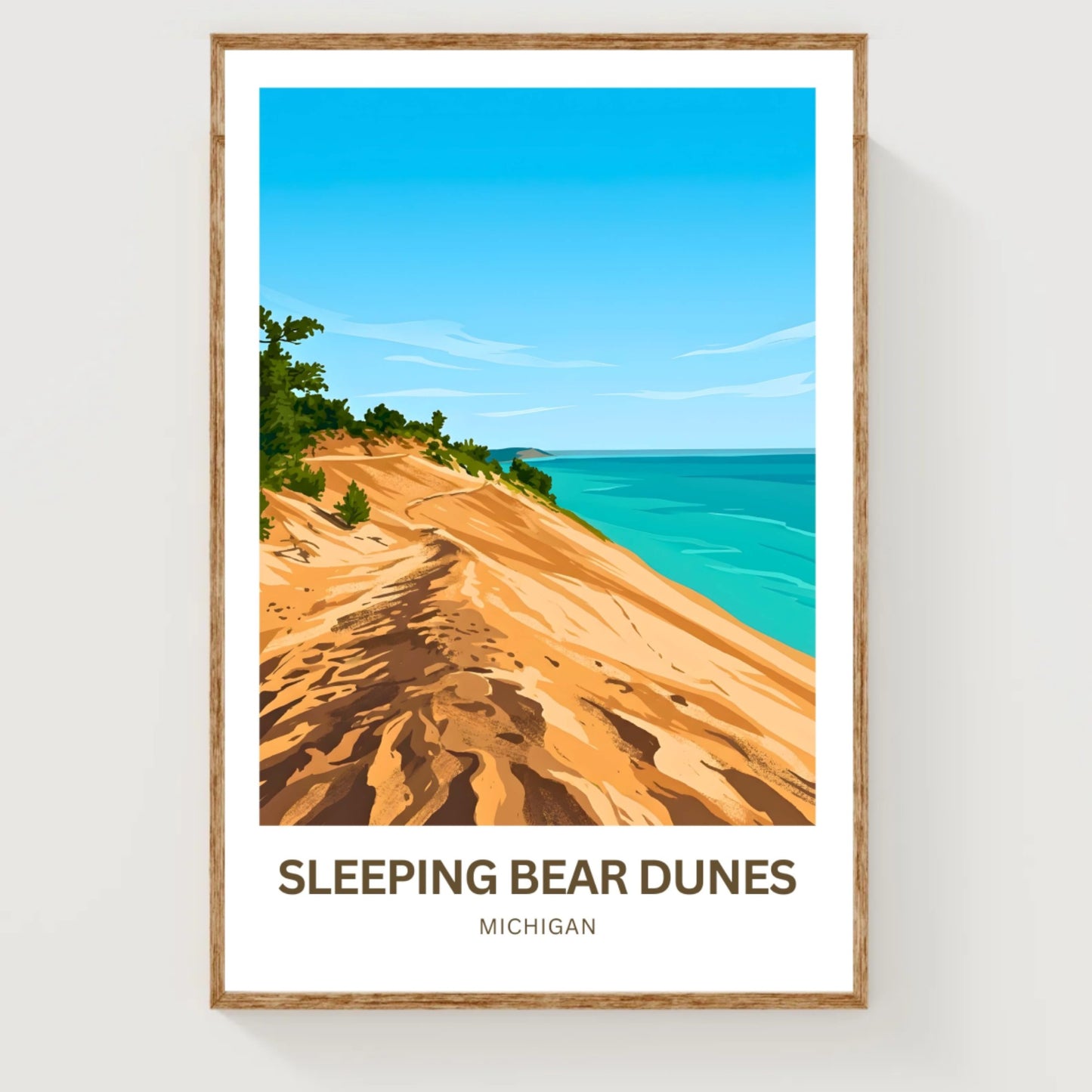 Sleeping Bear Dunes Travel Poster - Michigan Attraction