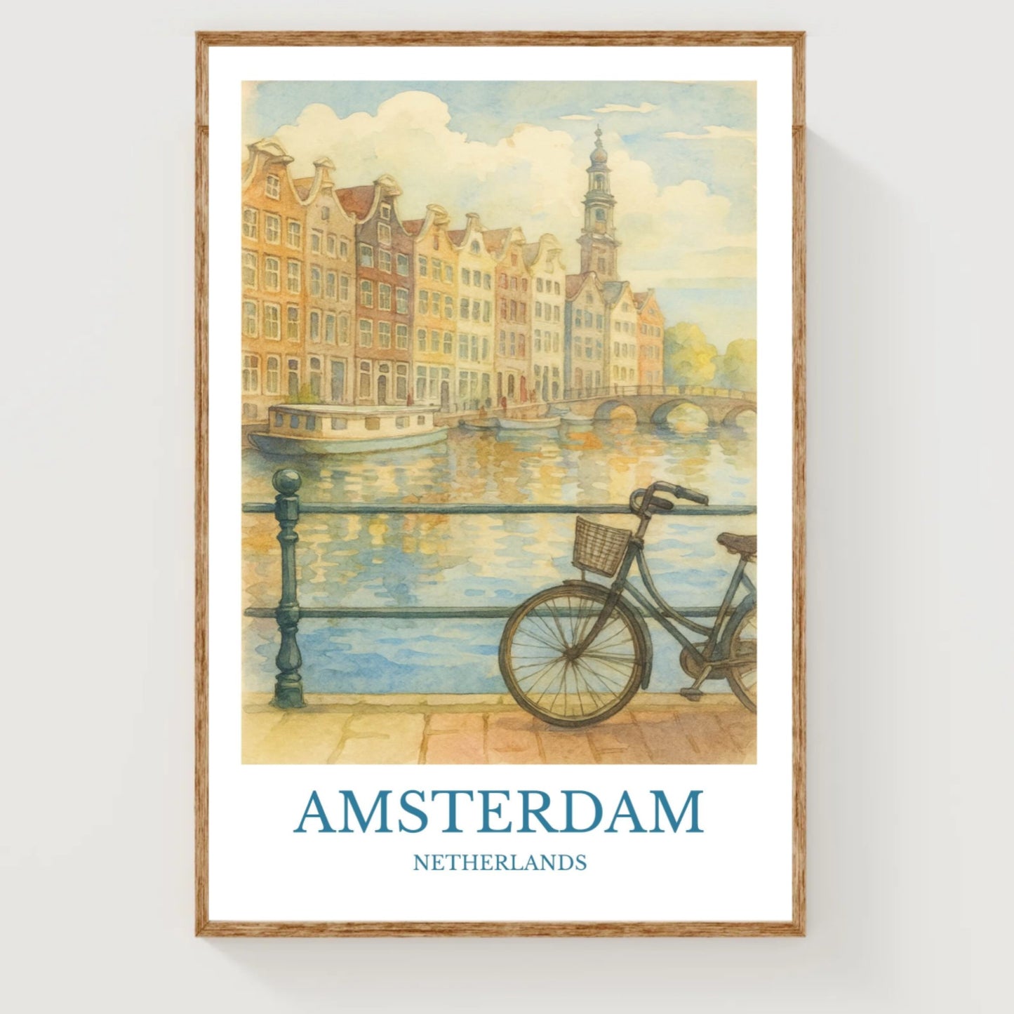 Amsterdam, Watercolor design poster, Netherlands Print, Amsterdam Wall Art