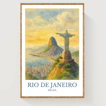 Rio de Janeiro, Watercolor design poster, Brazil Print, Rio de Janeiro Wall Art