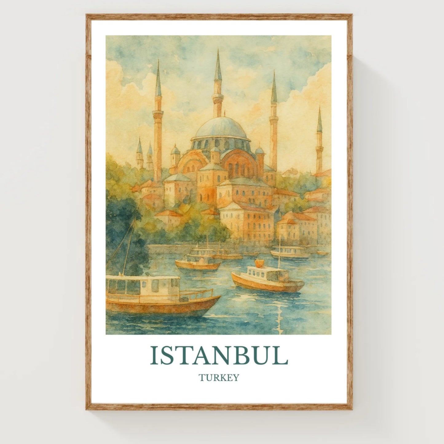 Istanbul, Watercolor design poster, Turkey Print, Istanbul Wall Art