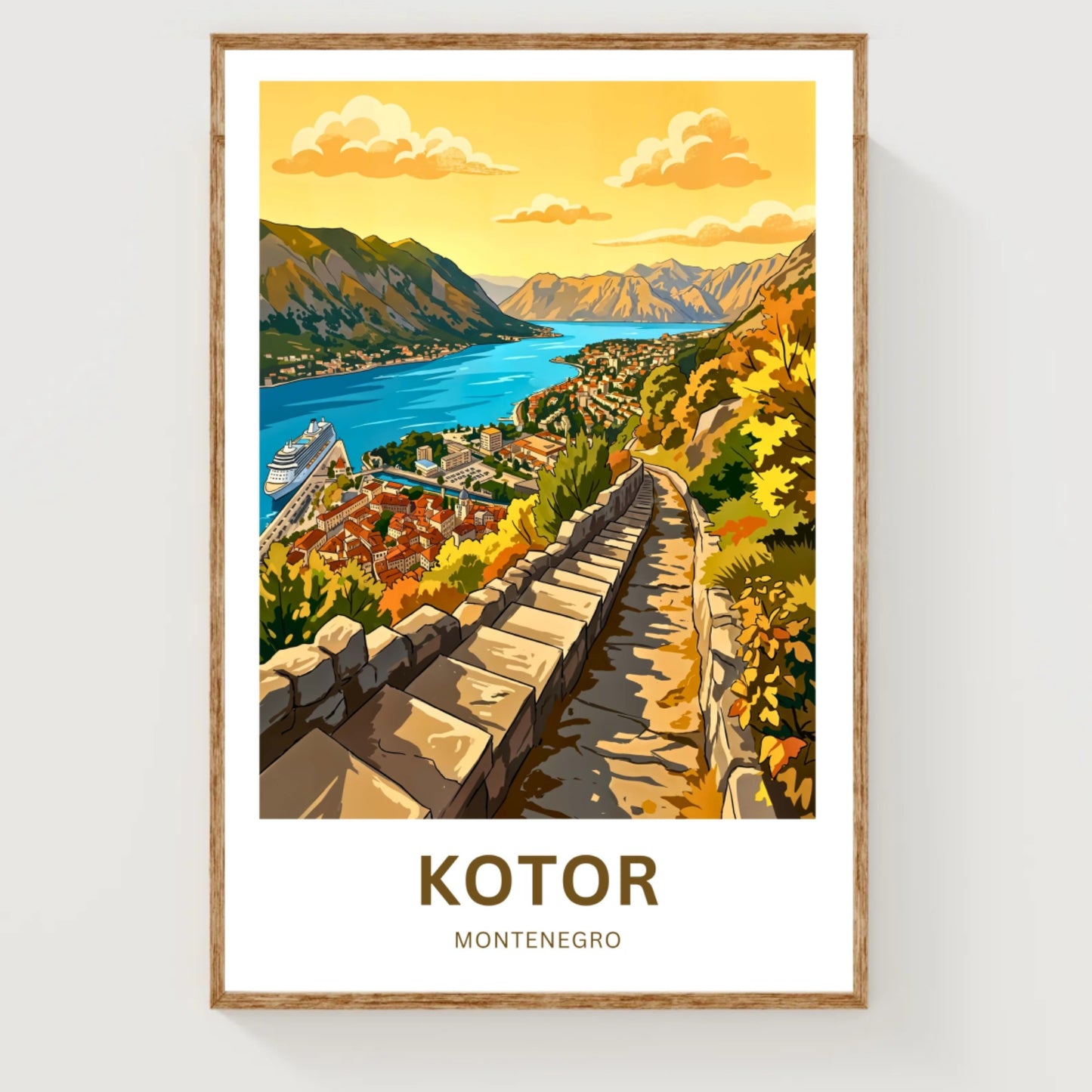 Kotor Travel Poster -   Sunset View