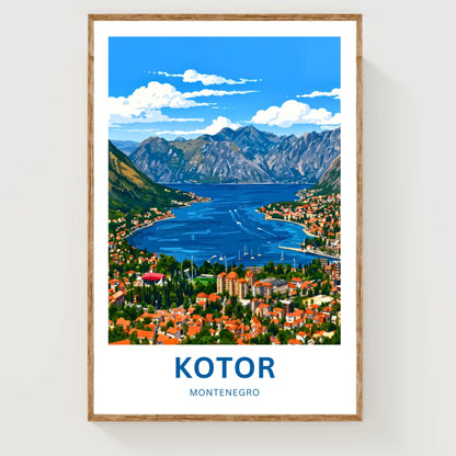 Kotor Travel Poster -   Montenegro Aerial Town View