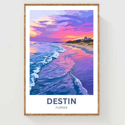 Destin, Florida Travel Poster -  Colorful Sky